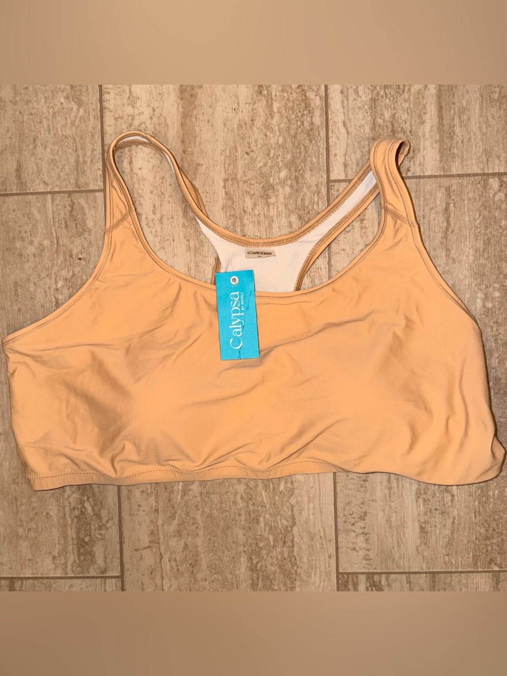 NWT CALYPSA BY MODLI Racerback Swim Bra Women’s Tan Size 2X